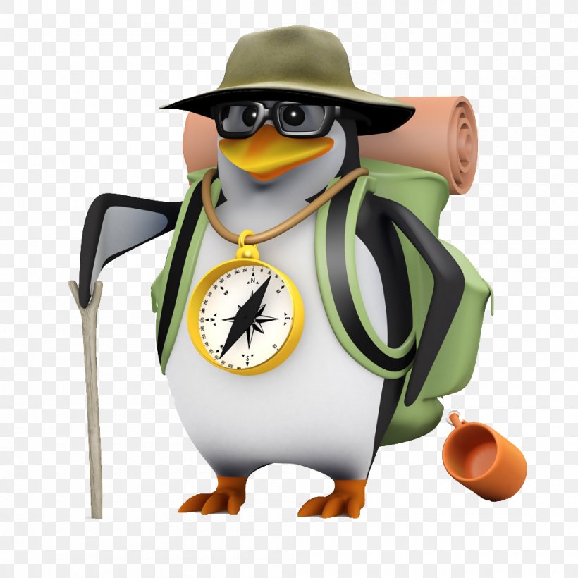 Penguin Hiking Travel Fototapeta Paper, PNG, 1000x1000px, 3d Computer Graphics, Penguin, Advertising, Backpack, Beak Download Free