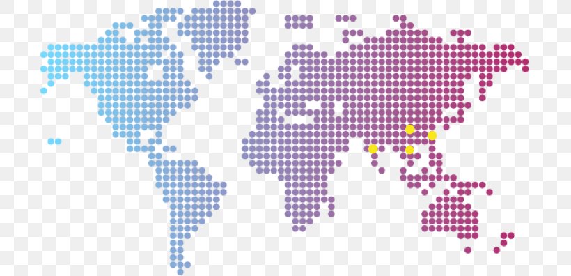World Map Dot Distribution Map, PNG, 703x396px, World, Area, Blue, Creative Market, Depositphotos Download Free
