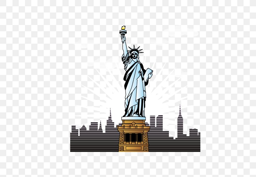 Statue Of Liberty Landmark Cartoon, PNG, 567x567px, Statue Of Liberty, Cartoon, Illustrator, Landmark, Landscape Download Free
