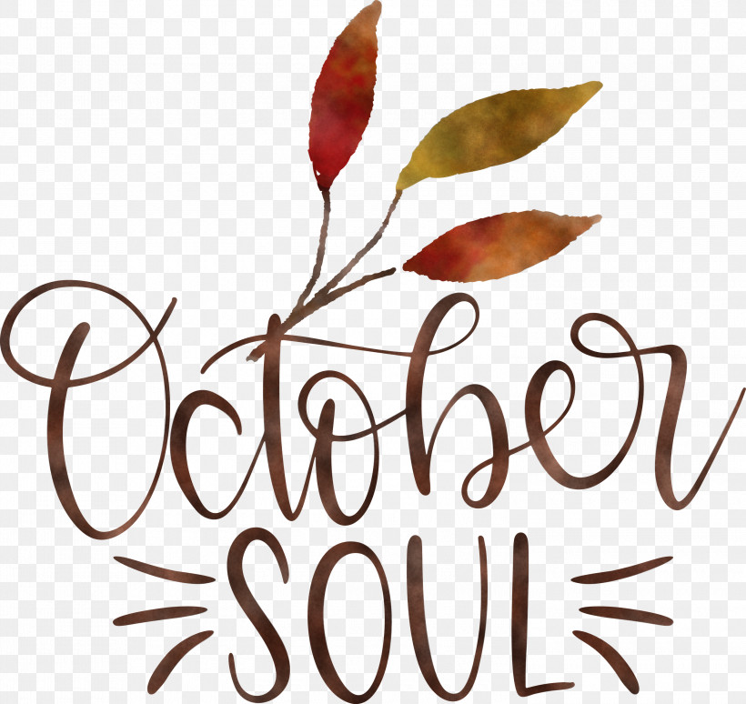 October Soul October, PNG, 3000x2834px, October, Biology, Branching, Calligraphy, Flower Download Free