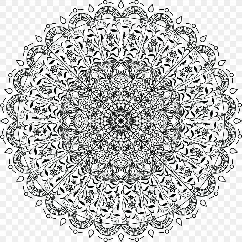 Mandala Coloring Book Drawing Clip Art, PNG, 4000x3999px, Mandala, Adult, Area, Art Therapy, Black And White Download Free