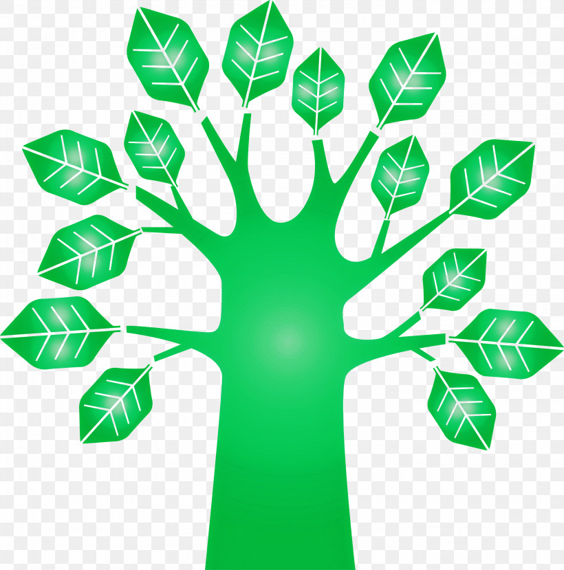 Green Leaf Symbol Plant Symmetry, PNG, 2967x3000px, Abstract Tree, Cartoon Tree, Green, Leaf, Logo Download Free