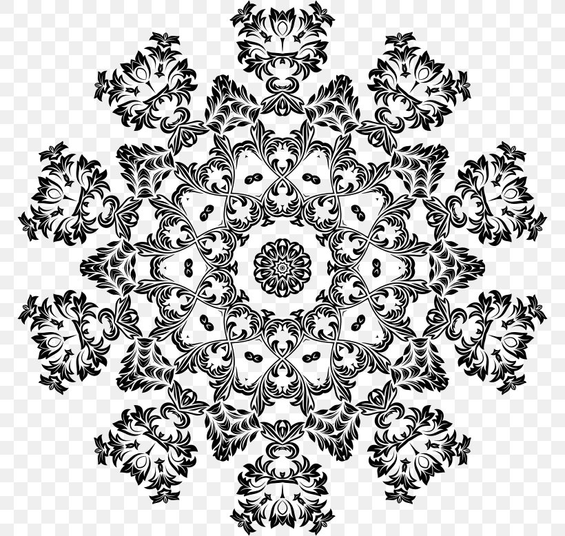 Black And White Floral Design Pattern, PNG, 770x778px, Black And White, Area, Art, Black, Drawing Download Free