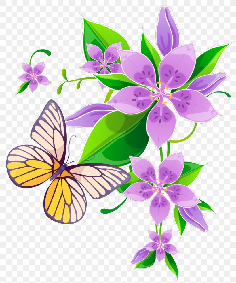 Floral Design Clip Art Flower Purple Sticker, PNG, 969x1161px, Floral Design, Blue, Butterfly, Cartoon, Cut Flowers Download Free