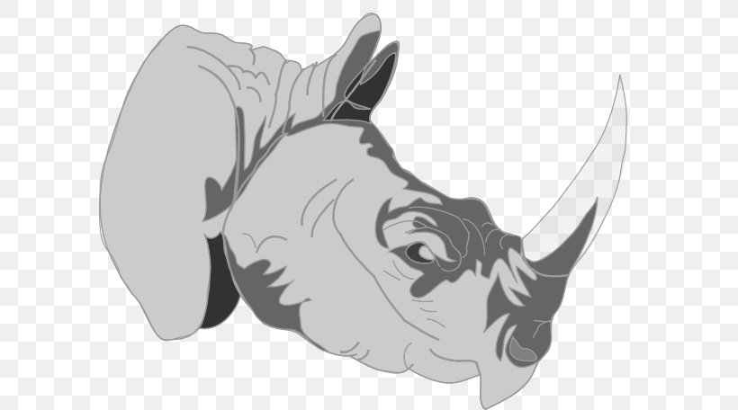 Rhinoceros White Rhino Apps Cartoon Horn Clip Art, PNG, 600x456px, Rhinoceros, Animation, Black, Black And White, Black Rhinoceros Download Free