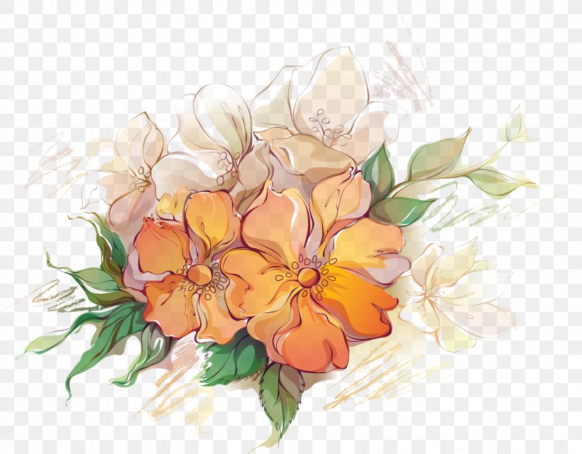 Watercolor White Flower, PNG, 6497x5077px, Flower, Cdr, Color, Cut Flowers, Floral Design Download Free