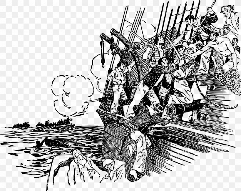 American Merchant Ships And Sailors Clip Art, PNG, 2400x1902px, Ship, Art, Black And White, Cartoon, Comics Artist Download Free