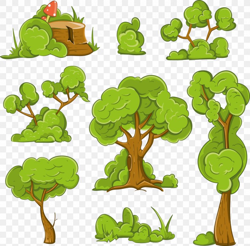 Cartoon Shrub Tree Illustration, PNG, 919x905px, Cartoon, Branch, Creative Market, Drawing, Grass Download Free