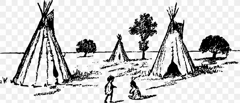 Drawing Tipi Line Art, PNG, 2377x1019px, Drawing, Art, Artwork, Black And White, Boat Download Free