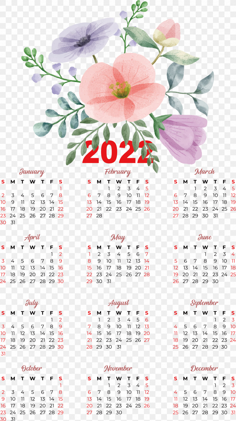 Floral Design, PNG, 3449x6160px, Calendar, Drawing, Floral Design, Flower, Line Download Free