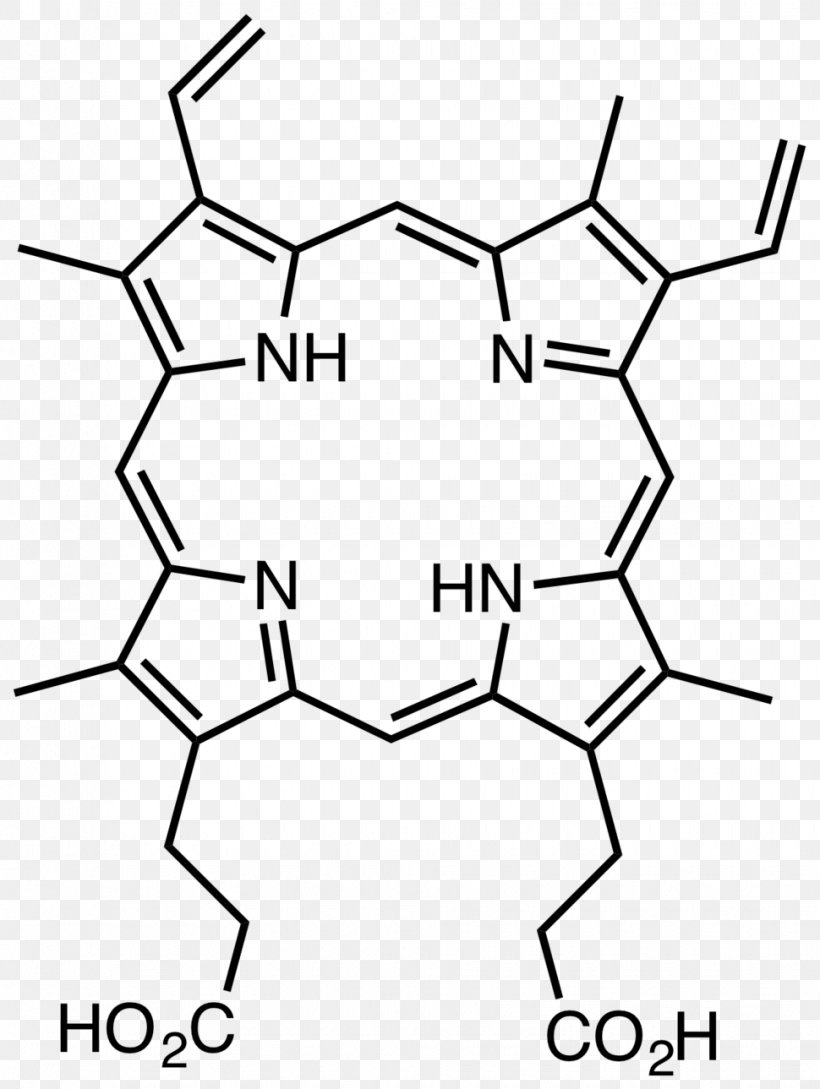 Protoporphyrin IX Heme Biliverdin, PNG, 970x1289px, Porphyrin, Area, Bilirubin, Black, Black And White Download Free