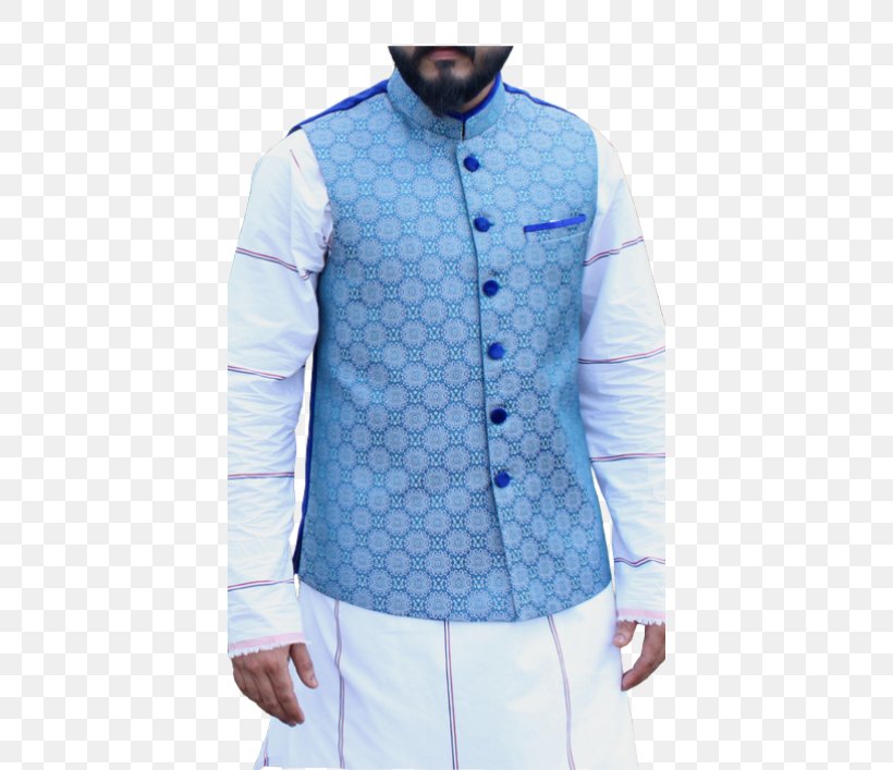 Blue Sleeve Button Waistcoat Outerwear, PNG, 550x707px, Blue, Black, Button, Collar, Color Download Free