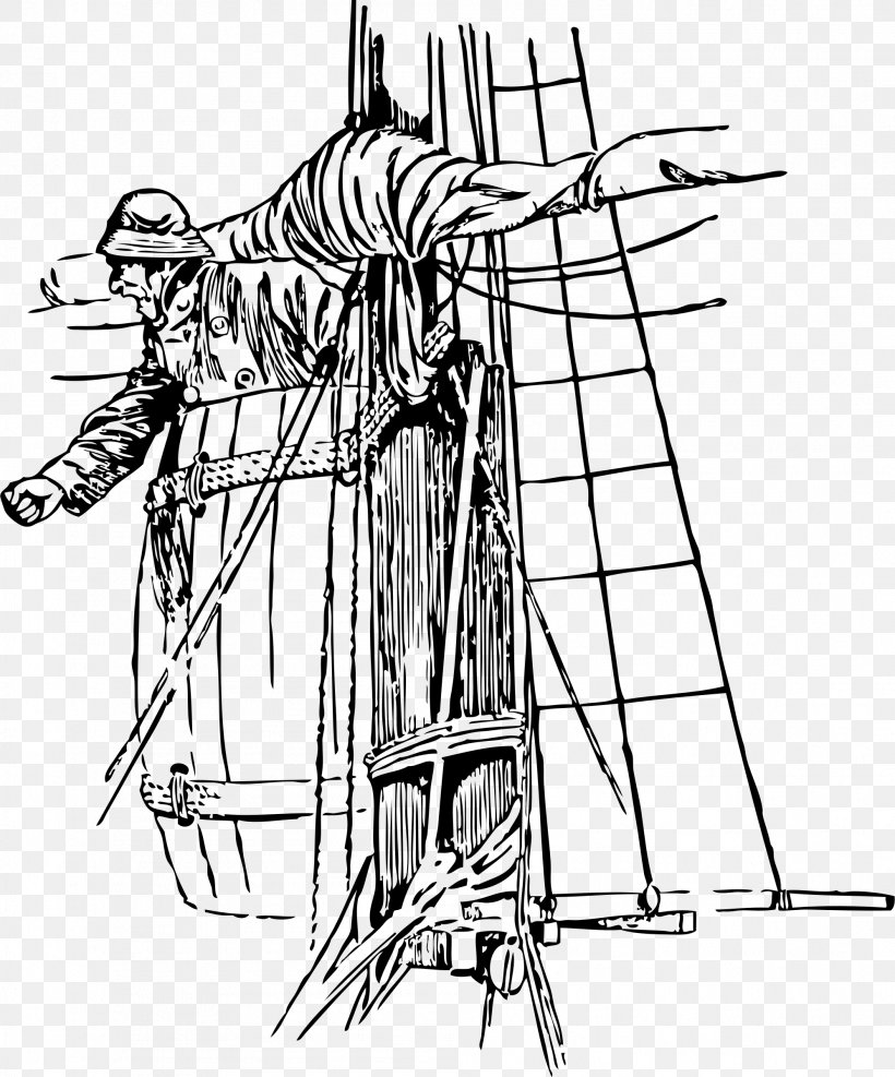 Crow's Nest Ship Drawing Clip Art, PNG, 1993x2400px, Ship, Artwork, Black And White, Drawing, Line Art Download Free