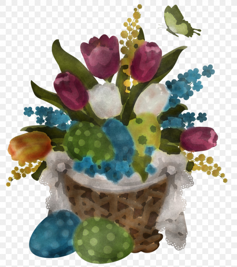 Flowerpot Flower Plant Tulip Watercolor Paint, PNG, 1418x1600px, Easter Basket Cartoon, Basket, Easter, Eggs, Flower Download Free