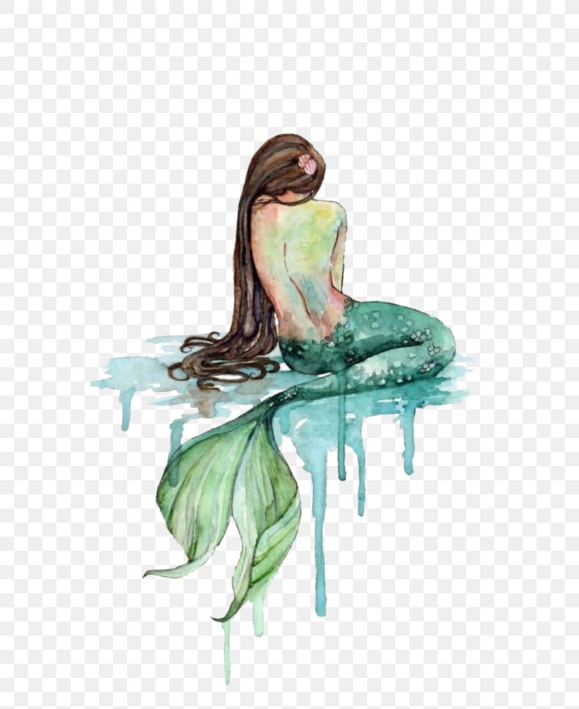 Paper Mermaid Watercolor Painting Printing, PNG, 564x1004px, Watercolor, Cartoon, Flower, Frame, Heart Download Free