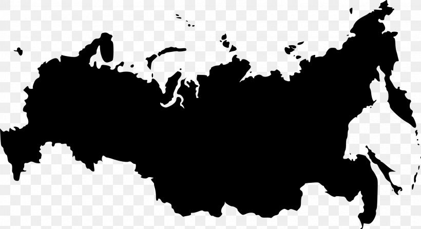 Russia Map Euclidean Vector Clip Art, PNG, 2400x1308px, Russia, Black And White, Blank Map, Brand, Cattle Like Mammal Download Free