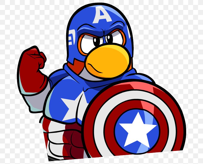 Club Penguin Captain America Drawing Superhero, PNG, 715x663px, Club Penguin, Adventure Film, Beak, Captain America, Drawing Download Free