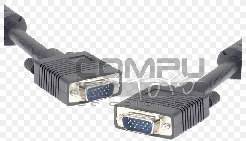VGA Connector D-subminiature Electrical Cable Computer Monitors, PNG, 800x470px, Vga Connector, Adapter, Cable, Coaxial Cable, Computer Download Free