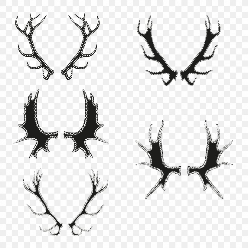 Deer Antler Design, PNG, 1024x1024px, Deer, Antler, Artwork, Black And White, Branch Download Free