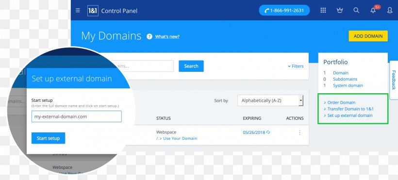 1&1 Internet Computer Program Web Hosting Control Panel Email Web Page, PNG, 2491x1130px, 11 Internet, Area, Brand, Business, Computer Download Free