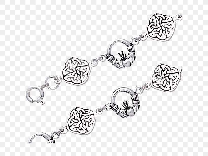 Bracelet Silver Claddagh Ring Jewellery Chain, PNG, 616x616px, Bracelet, Black And White, Body Jewellery, Body Jewelry, Chain Download Free