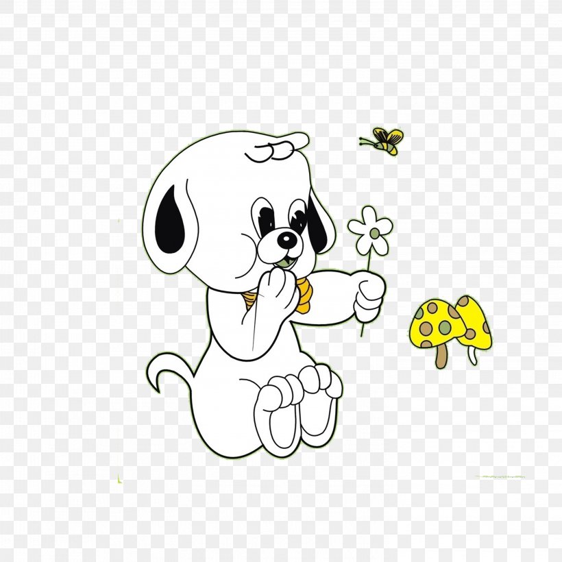 Dog Puppy Cuteness Illustration, PNG, 2953x2953px, Watercolor, Cartoon, Flower, Frame, Heart Download Free