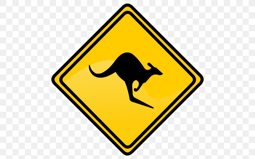 Kangaroo Warning Sign Clip Art, PNG, 512x512px, Kangaroo, Area, Brand, Logo, Royaltyfree Download Free