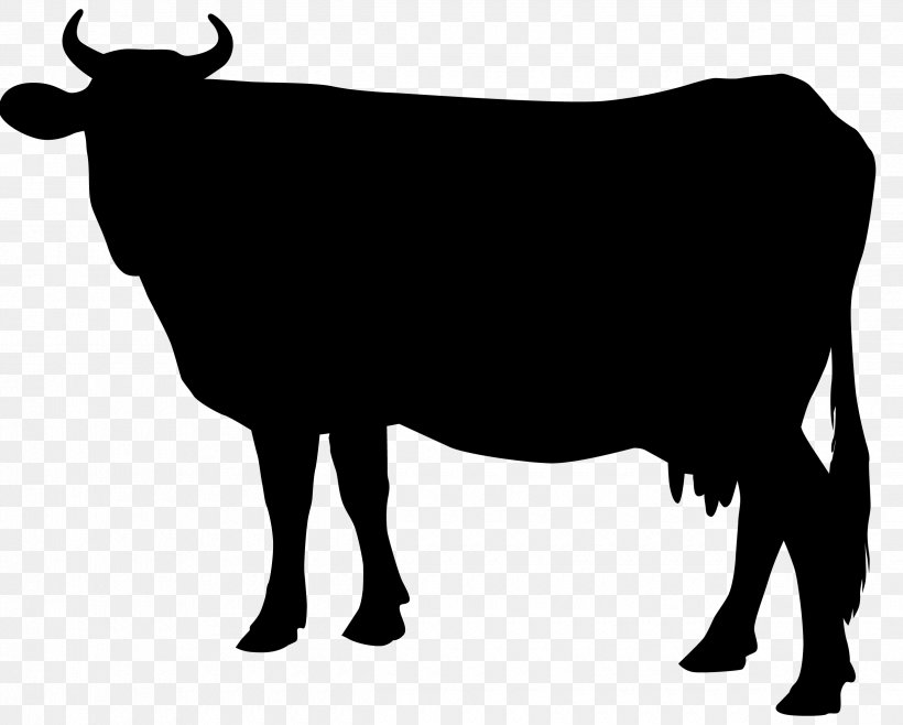 Cattle Silhouette Clip Art, PNG, 2480x1991px, Cattle, Black And White, Bull, Cattle Like Mammal, Cow Goat Family Download Free