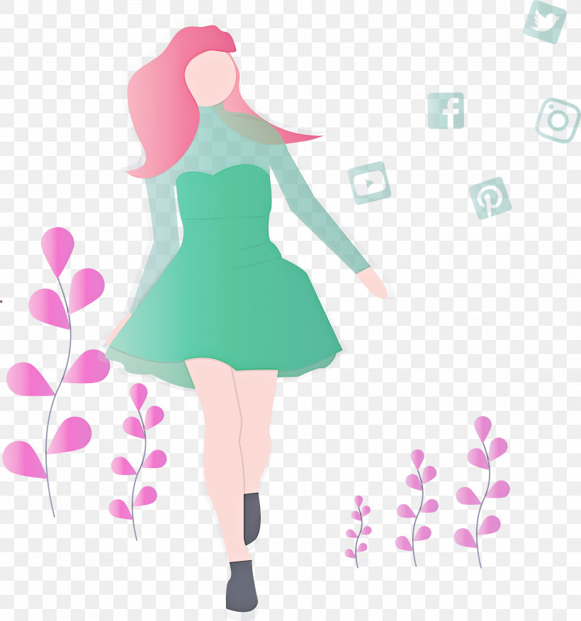 Girl Social Media, PNG, 2802x3000px, Girl, Dress, Fashion Design, Pink, Social Media Download Free