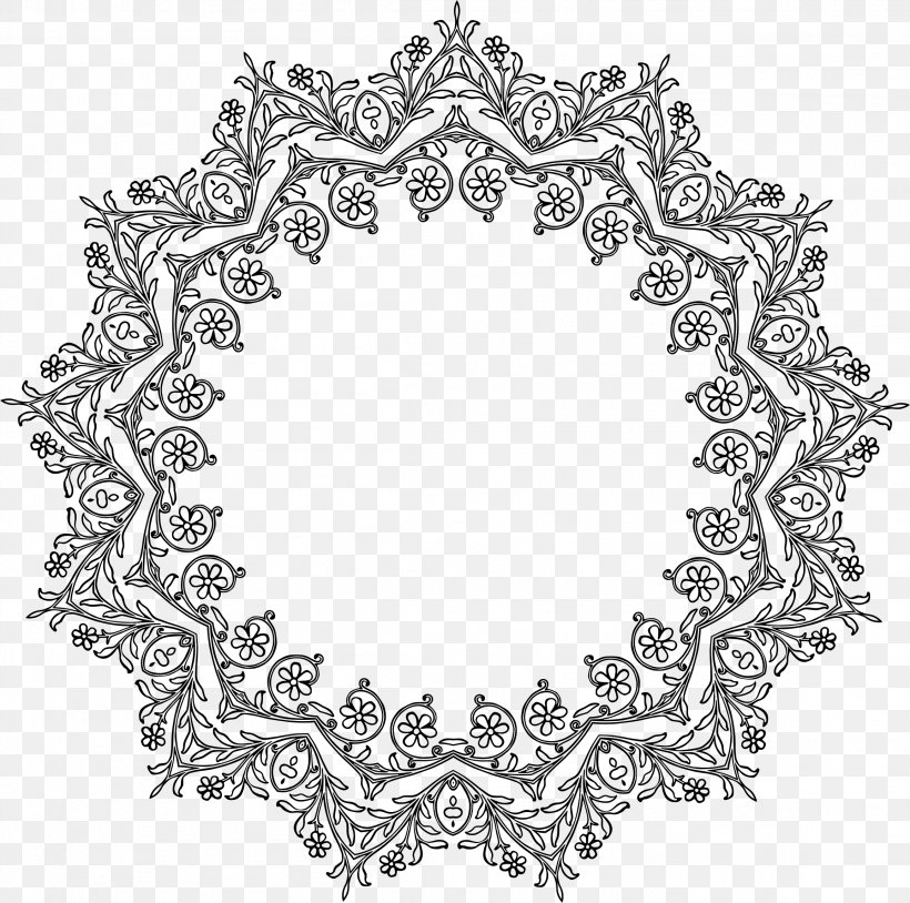 Picture Frames Drawing Clip Art, PNG, 2308x2293px, Picture Frames, Area, Black And White, Color, Doily Download Free