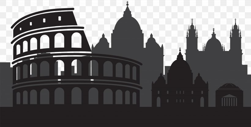 Black And White Facade Middle Ages Medieval Architecture Font, PNG, 8000x4066px, Rome, Arch, Black And White, Brand, Building Download Free