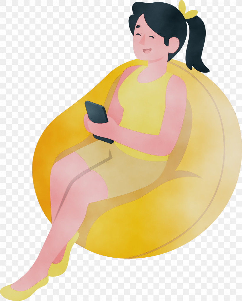 Cartoon Character Yellow Character Created By, PNG, 2411x3000px, Girl Playing Mobile Phone, Cartoon, Character, Character Created By, Paint Download Free