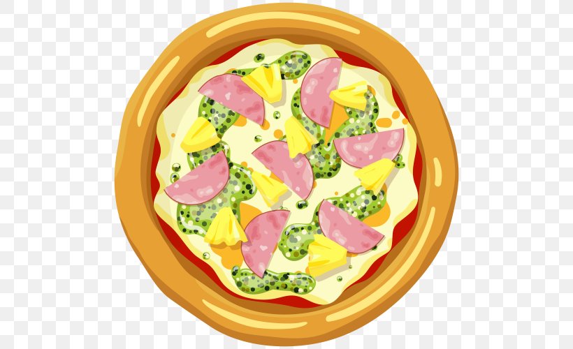 Hawaiian Pizza Ham, PNG, 500x500px, Hawaiian Pizza, American Food, Cuisine, Dish, Dishware Download Free