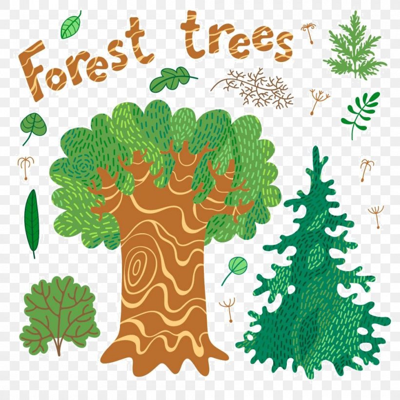 Tree Forest Drawing Illustration, PNG, 1000x1000px, Tree, Branch, Christmas, Christmas Decoration, Christmas Ornament Download Free