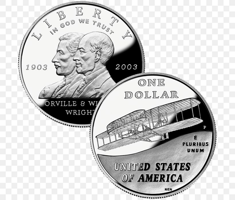 Coin Wright Flyer United States Of America Wright Brothers E Pluribus Unum, PNG, 700x700px, 50 State Quarters, Coin, Black And White, Brand, Cash Download Free