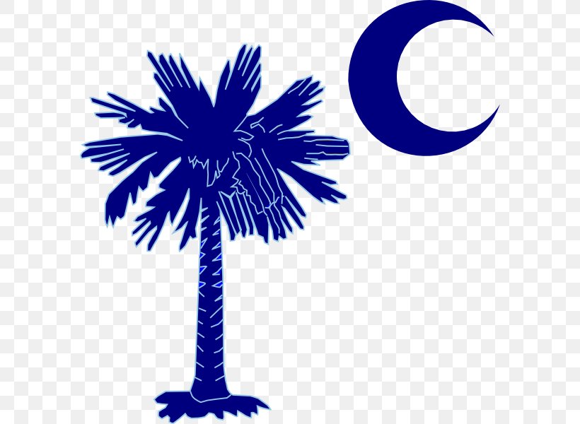Flag Of South Carolina Sabal Palm Arecaceae Clip Art, PNG, 594x600px, South Carolina, Arecaceae, Black And White, Blue, Branch Download Free