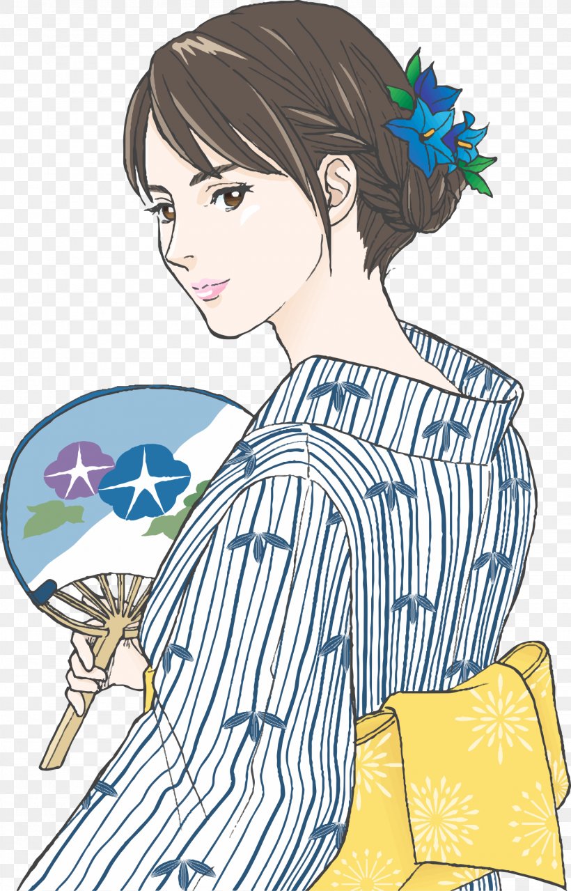 Yukata Illustration Kimono Copyright-free Image, PNG, 1537x2398px, Yukata, Art, Black Hair, Bob Cut, Cartoon Download Free