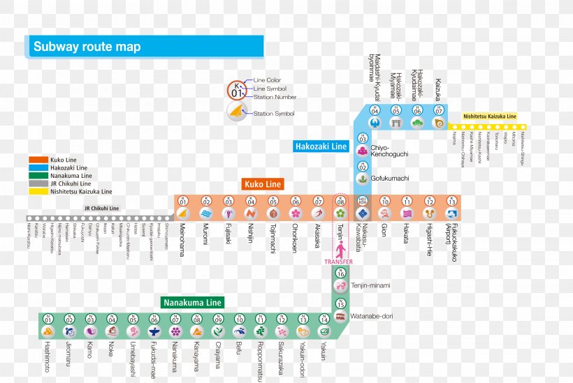 Fukuoka Rail Transport Train Rapid Transit Transit Map, PNG, 2680x1796px, Fukuoka, Area, Brand, Diagram, Fukuoka City Subway Download Free