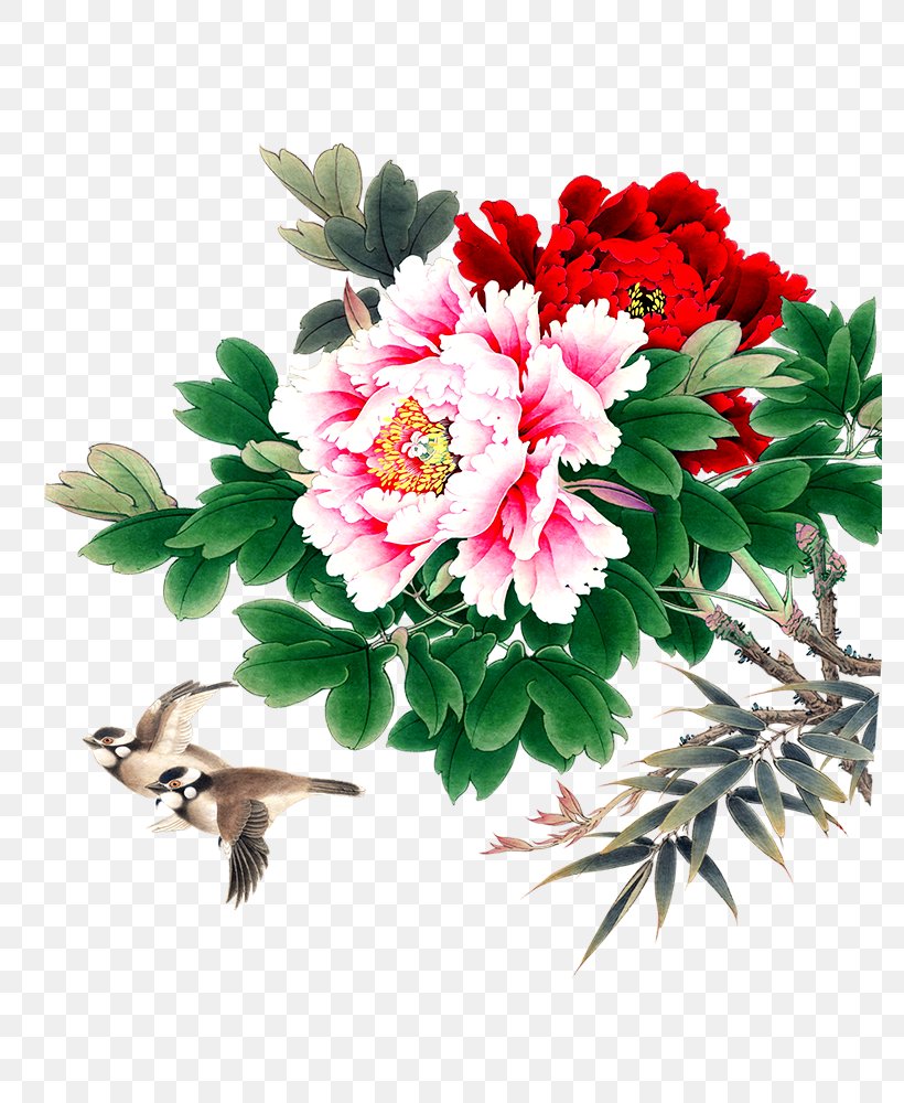 Moutan Peony Bird-and-flower Painting, PNG, 781x1000px, Moutan Peony, Annual Plant, Artificial Flower, Birdandflower Painting, Chinese Painting Download Free