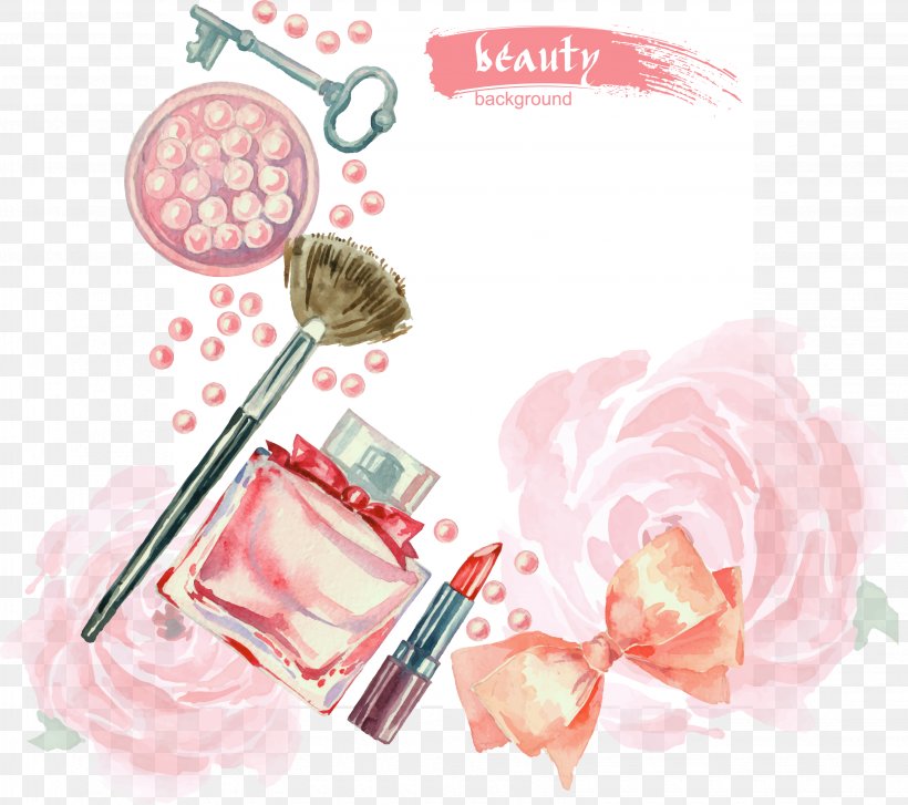 Vector Hand-painted Watercolor Cosmetics, PNG, 3265x2897px, Lotion, Art, Cosmetics, Eye Shadow, Health Beauty Download Free