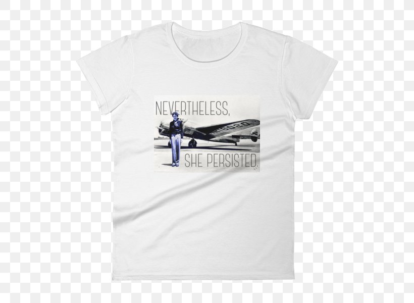 T-shirt Nevertheless, She Persisted Airplane Sleeve Font, PNG, 600x600px, Tshirt, Airplane, Amelia Earhart, Brand, Clothing Download Free