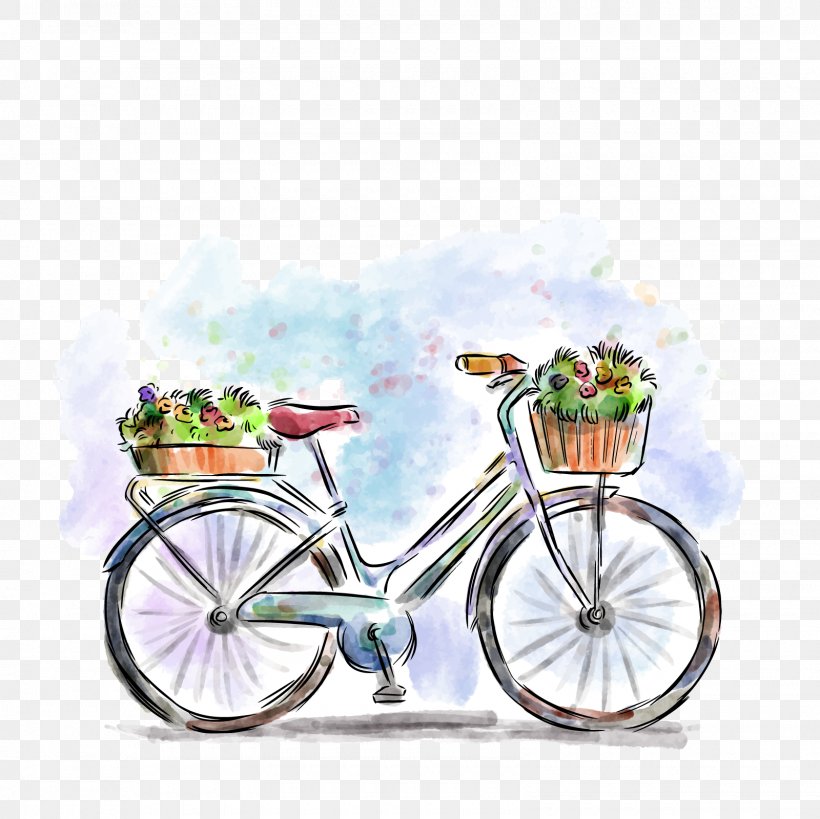 Bicycle Drawing Flower Illustration, PNG, 1600x1600px, Bicycle, Art, Art Bike, Bicycle Accessory, Bicycle Frame Download Free