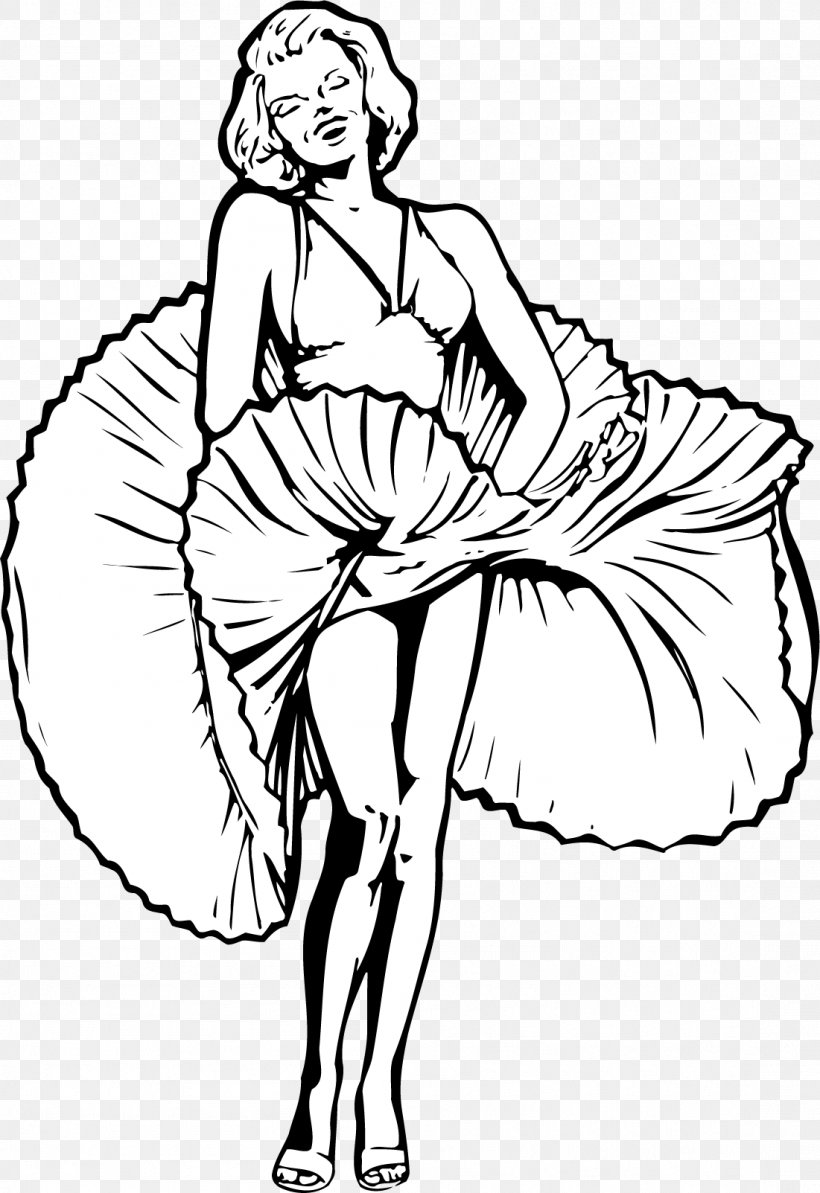 Vector Hand-painted Marilyn Monroe, PNG, 1101x1603px, Coreldraw, Black And White, Clothing, Dress, Footwear Download Free