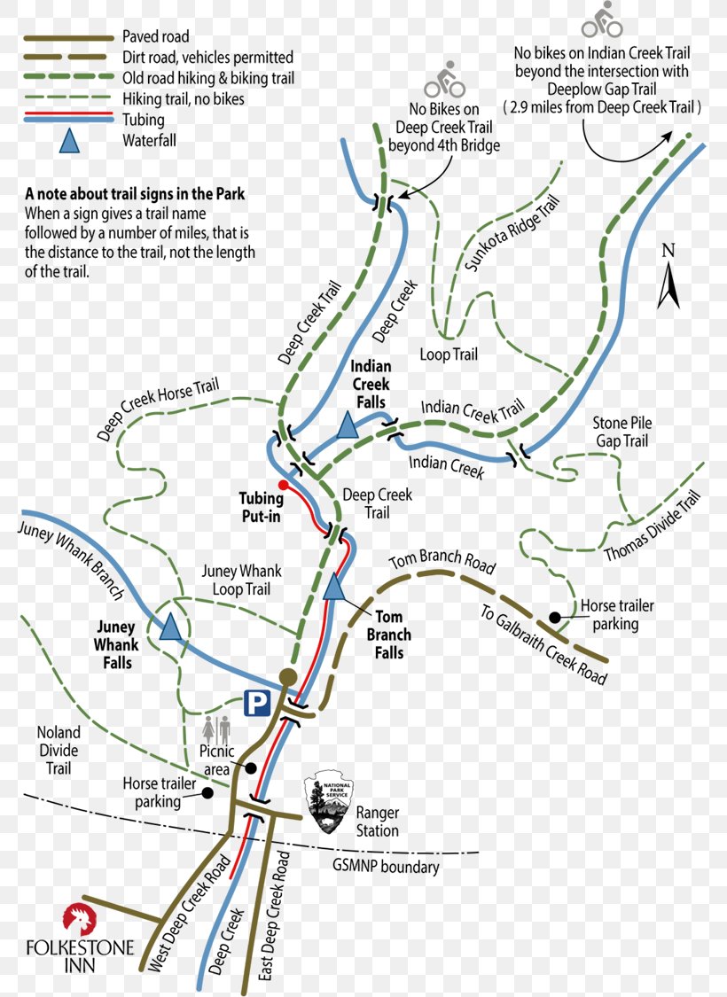 Trail Map West Deep Creek Road Deep Creek Tube Center & Campground, PNG, 800x1125px, Map, Area, Bryson City, Diagram, Great Smoky Mountains Download Free