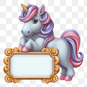Cartoon Frame - Cute Unicorn With Decorative Frame PNG
