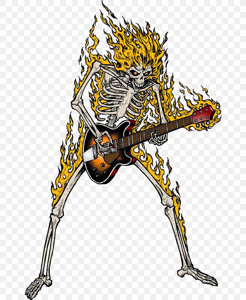 Guitar Skeleton Skull, PNG, 656x1000px, Watercolor, Cartoon, Flower, Frame, Heart Download Free