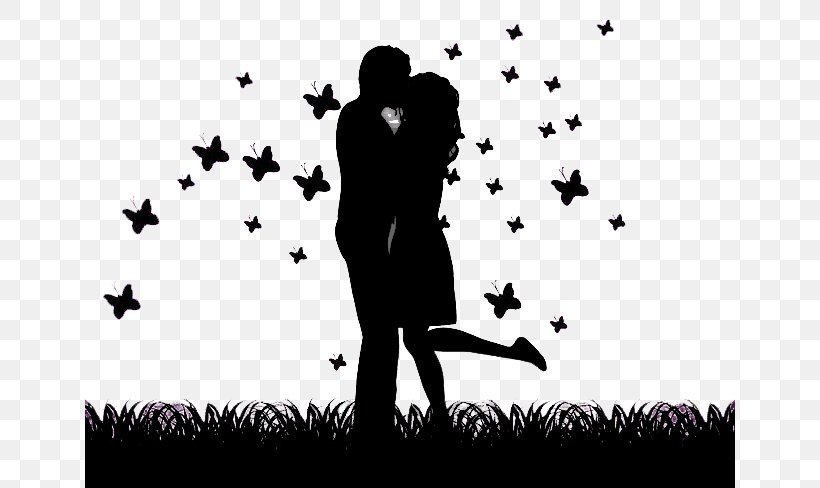 Kiss Couple Silhouette Romance, PNG, 650x488px, Kiss, Black And White, Boyfriend, Couple, Holding Hands Download Free