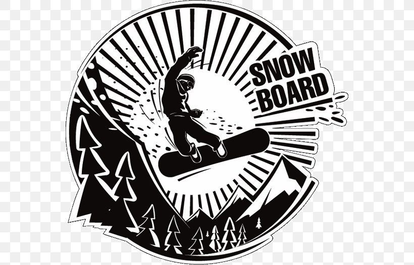 Extreme Snowboarding T-shirt Vector Graphics, PNG, 562x525px, Snowboarding, Black And White, Brand, Emblem, Jumping Download Free