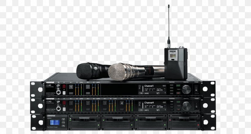 Wireless Microphone Digital Audio Shure Sound, PNG, 1280x687px, Microphone, Amplifier, Audio Electronics, Audio Receiver, Digital Audio Download Free