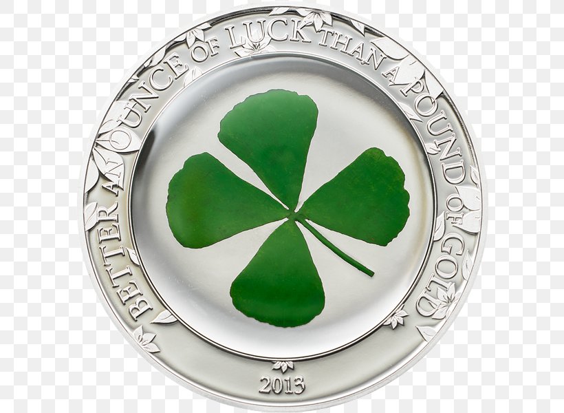 Silver Coin Four-leaf Clover Luck, PNG, 600x600px, Coin, Clover, Commemorative Coin, Currency, Dishware Download Free